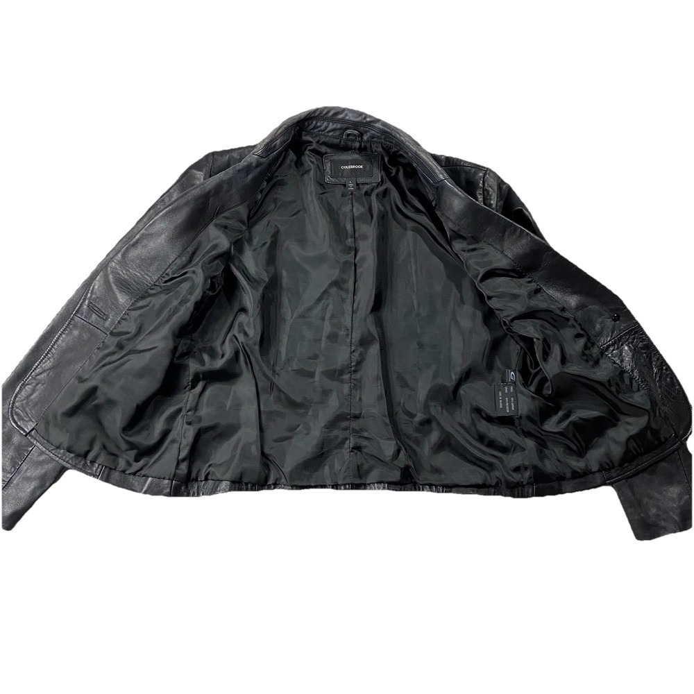 VTG Colebrook Soft Leather Jacket Blazer Black Women's L 90s Minimalism Grunge - Picture 5 of 16